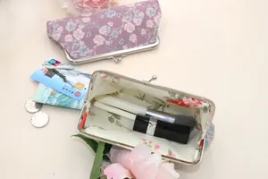 Floral fabric coin purses with vintage metal clasp closure for women and students