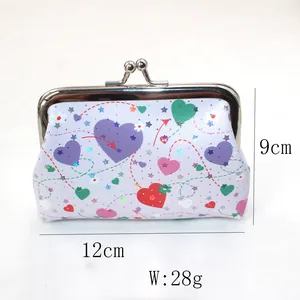 Porte-monnaie en PU pailleté avec motifs de cœurs et fermoir métallique rétro