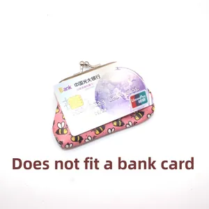 Pink laser PU leather mini coin purse with bee pattern and metal kiss lock closure