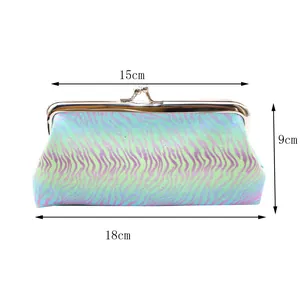 Glinsterende PU-leren portemonnee met zebraprint en kliksluiting, afmeting 18cm x 9cm