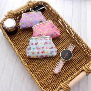 Glitter Laser PU Coin Purse With Metal Clasp Cute Butterfly Heart Printed Mini Money Bag For Kids Women Daily Storage Bag