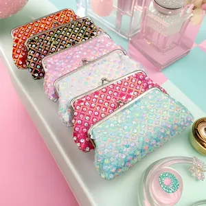 Portamonete da Donna Vintage con Paillettes Chiusura a Scatto Piccola Pochette Multifunzionale Glitter Borsa da Sera per Festa Matrimonio