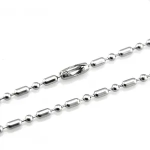 Silver metal bamboo ball chain with connector clasp for jewelry and accessories