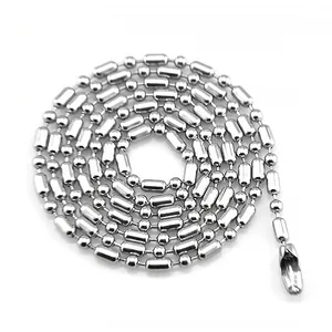 Minimalist Iron Round Bead Bamboo Style Chain Necklace For Unisex DIY Jewelry Accessory Silver Electroplated Link Chain