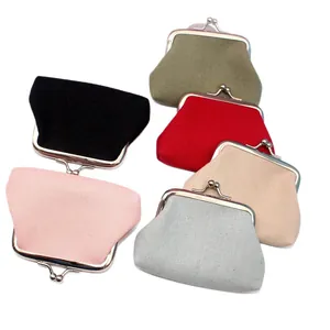 Vintage canvas coin purses with metal kiss-lock closure in six assorted solid colors