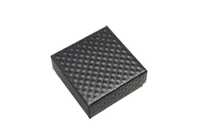 Elegant black square jewelry gift box with textured diamond pattern and matte finish