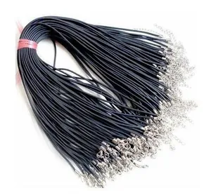 Cordón de Collar de Cuerda Encerada Negra Minimalista Con Cierre de Langosta de Aleación de Plata y Cadena de Extensión Ajustable para Creación de Joyas DIY