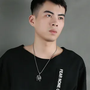 Colgante de Faraón egipcio plateado con cadena para hombre en estilo hip-hop retro