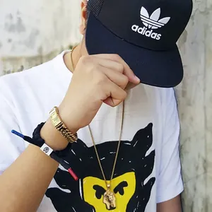 Hip-hop gold plated necklace featuring an Egyptian Pharaoh pendant with matching gold watch