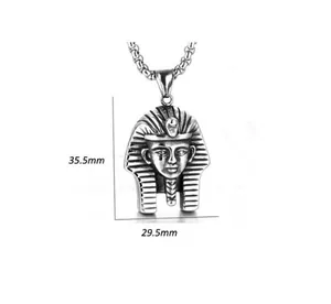 Detailed view of Egyptian Pharaoh Tutankhamun pendant with 35.5mm by 29.5mm dimensions