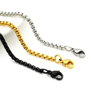 Minimalist Stainless Steel Box Chain Necklace For Men Women Square Link Dragon Bone Chain Gold Silver Black Jewelry Gift