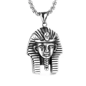 Retro stainless steel necklace with ancient Egyptian Pharaoh Sphinx pendant for men