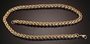 Detailansicht der polierten goldenen Weizenkette aus Edelstahl mit Karabinerverschluss