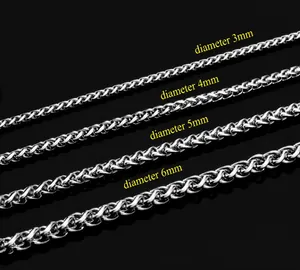Edelstahl Gliederkette für Herren, 60 cm Länge, Durchmesser von 3 mm bis 6 mm