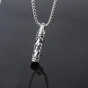 Collier punk en acier inoxydable avec pendentif hexagramme et chaîne à mailles