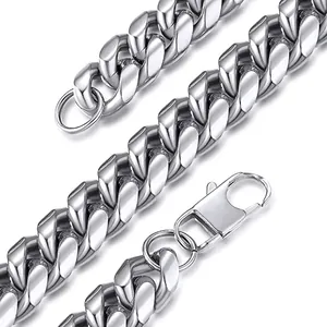 Hip Hop Stainless Steel Cuban Link Chain Necklace For Men Women Polished Silver Curb Chain Necklace Punk Streetwear Jewelry