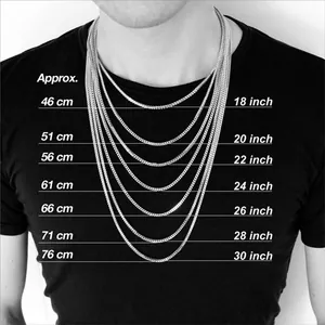 Guida alle taglie per catene cubane in acciaio inossidabile da 46 a 76 cm su modello