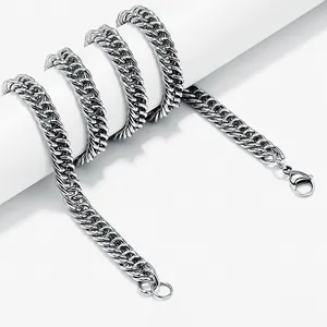 Polished silver stainless steel Cuban link bracelet with durable lobster clasp closure