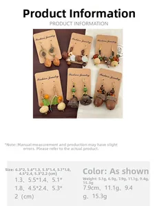 Détails des dimensions et poids des boucles d'oreilles faites main en forme de pomme de pin