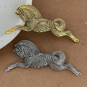 Vintage Alloy Horse Brooch Pin For Women Men Fashion Animal Embossed Texture Gold Silver Suit Coat Corsage Jewelry Accessories