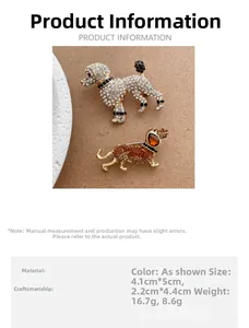 Tableau détaillé des tailles pour broches caniche et teckel avec dimensions précises