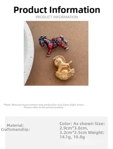 Detailed macro view showing the size and premium craftsmanship of horse-shaped brooches