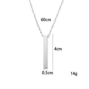 Collana con pendente a barra minimalista in argento per donna con catena da 60cm e barra 4cm