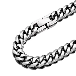 Hip Hop Stainless Steel Cuban Link Necklace Men Women High Polished Metal Curb Chain Bracelet Choker Jewelry Accessory Gift