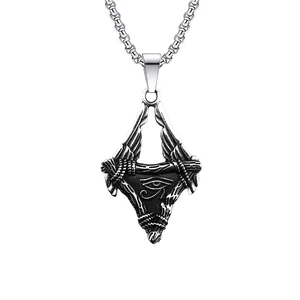 Pendant Necklace Stainless Steel Eye Of Horus Skeleton Owl Wolf Cross Retro Punk Hip Hop Jewelry For Men Women