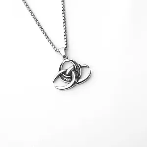 Collier Pendentif Viking en Acier Inoxydable Vintage Rétro Gothique Nœud Celtique Crâne Tête de Loup Lion Pendentif Chaîne Box pour Hommes Bijoux Punk