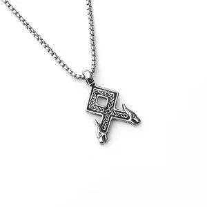Vintage Nordic Viking Stainless Steel Pendant Necklace Retro Dragon Lion Skull Celtic Knot Jewelry For Men Women Gift