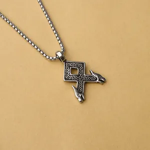 Punk style snake skull pendant with stainless steel chain for men holiday gift
