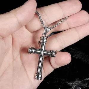Vintage Stainless Steel Chain Alloy Cross Pendant Necklace Gothic Punk Hip Hop Skull Animal Streetwear Jewelry For Men Women