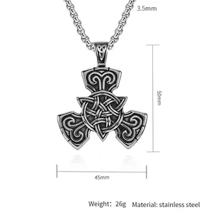 Collana con pendente nodo celtico vichingo nordico vintage in acciaio inossidabile
