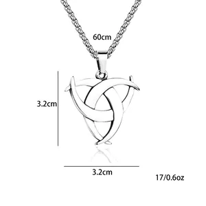 Collana con pendente Triplo Corno di Odino in acciaio inossidabile e catena box