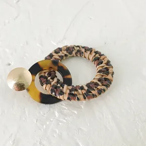 Bohemian rotan oorringen met luipaardprint en schildpad acryl ringen voor vrouwen