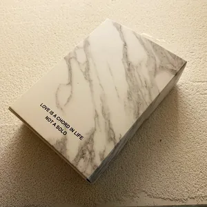 Minimalist rectangular marble pattern jewelry box with black inspirational quote text