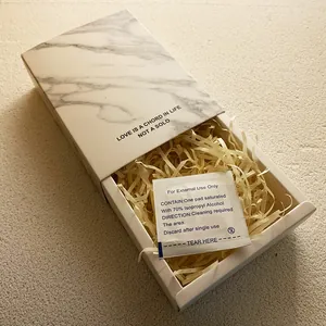 Marble Pattern Drawer Jewelry Box With Raffia And Alcohol Pad Earring Necklace Storage Packaging Case Modern Gift Box