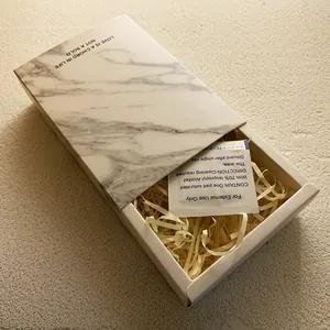 Elegant marble pattern drawer jewelry gift box set with paper filler and alcohol pad