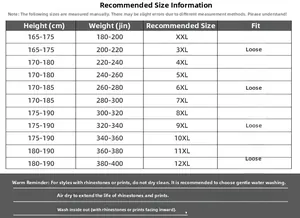 Size chart for big and tall men's cotton t-shirts showing height, weight, and wash care