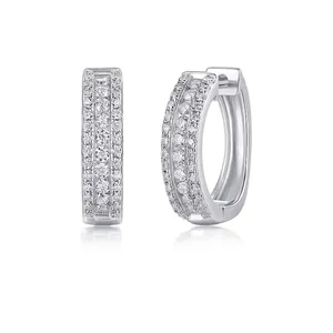 Luxueuses Boucles d'Oreilles Clous en Argent Sterling 925 Moissanite Boucles d'Oreilles Créoles Géométriques Rondes pour Hommes Femmes Bijoux