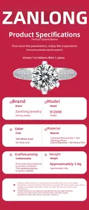 S925 silver moissanite ring specifications with 18K white gold plating and 1ct stone