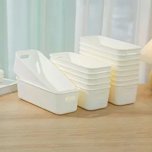 Desktop Storage Box PP Plastic Rectangular Organizer Bin With Handles For Phone Case Kitchen Office Drawer