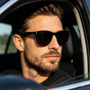 Lunettes De Soleil Polarisées Carrées Monture Vintage Protection UV400 Plein Air Conduite Pêche Monture PC Lentille TAC