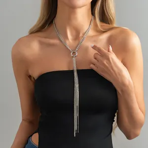 Multi Layer Alloy Chain Long Tassel Necklace Knot Design Y Shape Fashion Jewelry Accessories For Women