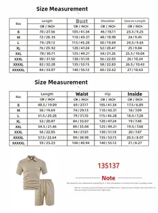 Detailed size chart for men's jacquard polo set showing S-5XL measurements in cm and inches