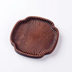 Japanese style lotus root shape beech wood coaster set with heat insulation and wave edges