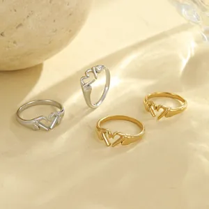 Adjustable heart shaped hand rings in gold and silver finish for couples