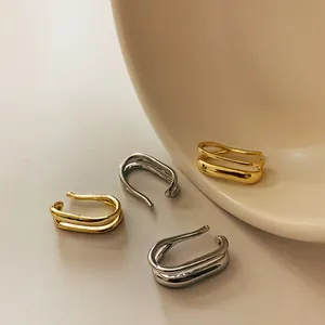 Minimalistische Metall-Ohrklemmen für Damen im französischen Stil Doppelschichtiges U-förmiges Design ohne Ohrloch Mode Schmuck