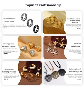 Présentation de six techniques de bijoux incluant le sablage et le gaufrage de précision